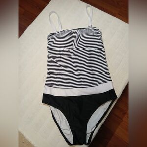 Venus Striped Black and White Swimsuit